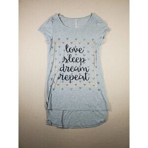 Love Peace Lounge Shirt Womens Small S Sleepwear Pajamas Top Pullover Gray Long